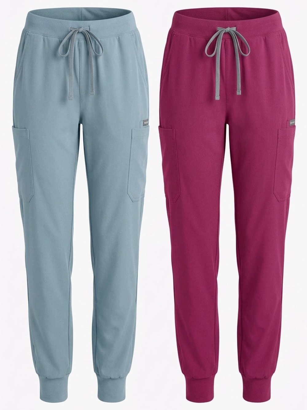 Lot of 2 NiaaHinn Women's Jogger Scrub Pants Blue Wine XS 1061